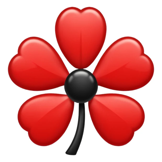 Un trébol de 5 hojas de color negro y rojo sticker