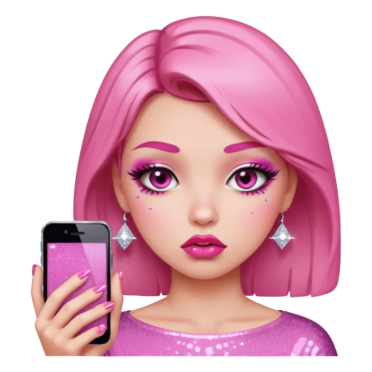 glitter pink girl naughty selfie sticker