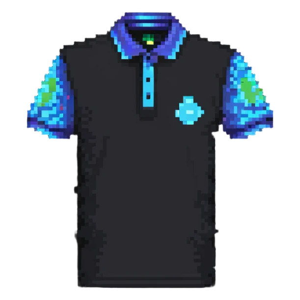custom polo shirt with artificial intelligence design in pixel art style sticker