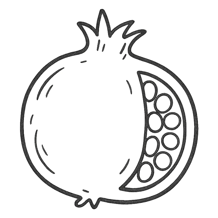 hand drawn outlined pomegranate icon sticker