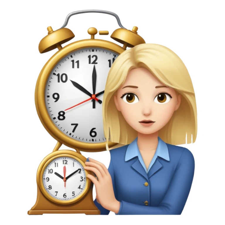 Blonde woman watching clock sticker