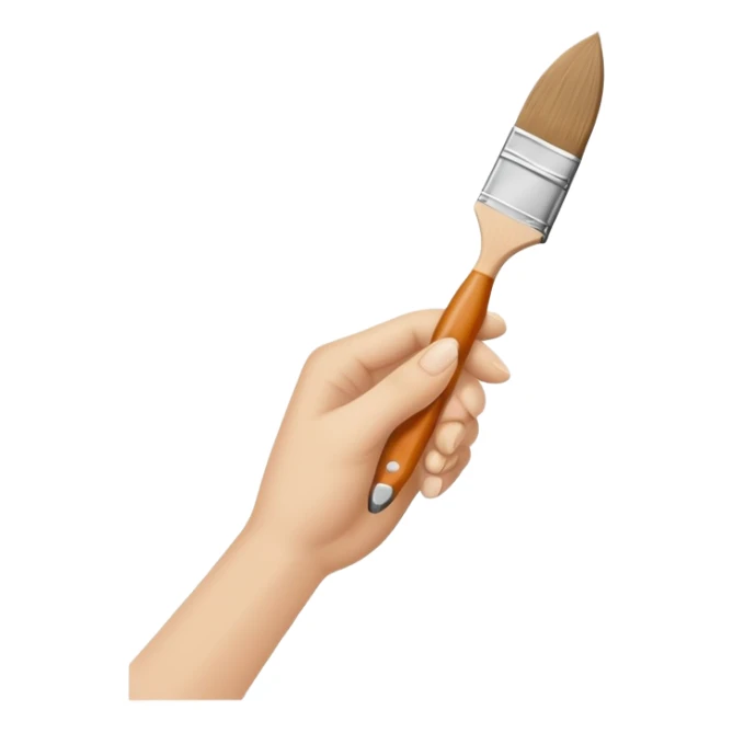hands holding a paintbrush painting on a canvas, simple and friendly sticker