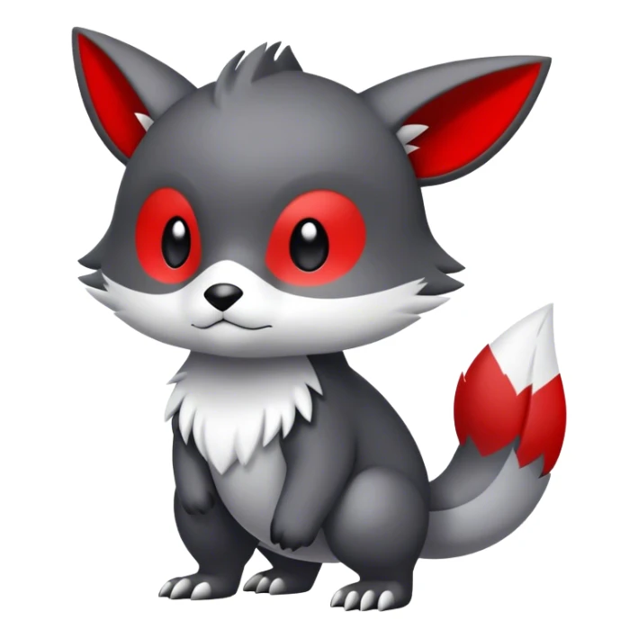 Cute cool black red white grey animal hybrid Fakemon full body sticker