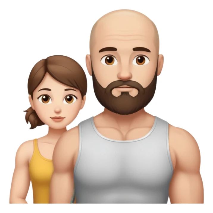 Beautiful light brunette dreaming of her muscular bald beard husband sticker