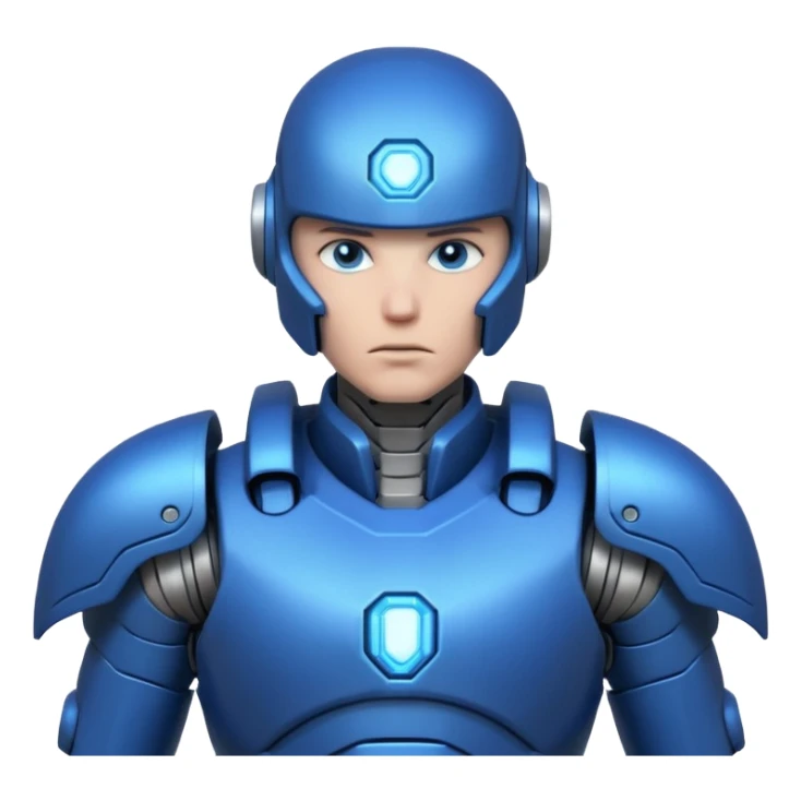 mechanical armored man portrait, head and shoulders only, futuristic metal armor, glowing energy lines, robotic shoulder plates, intense expression, sci-fi warrior vibe, 3D cartoon style, mobile game icon style, clean background, no text, no watermark
  sticker