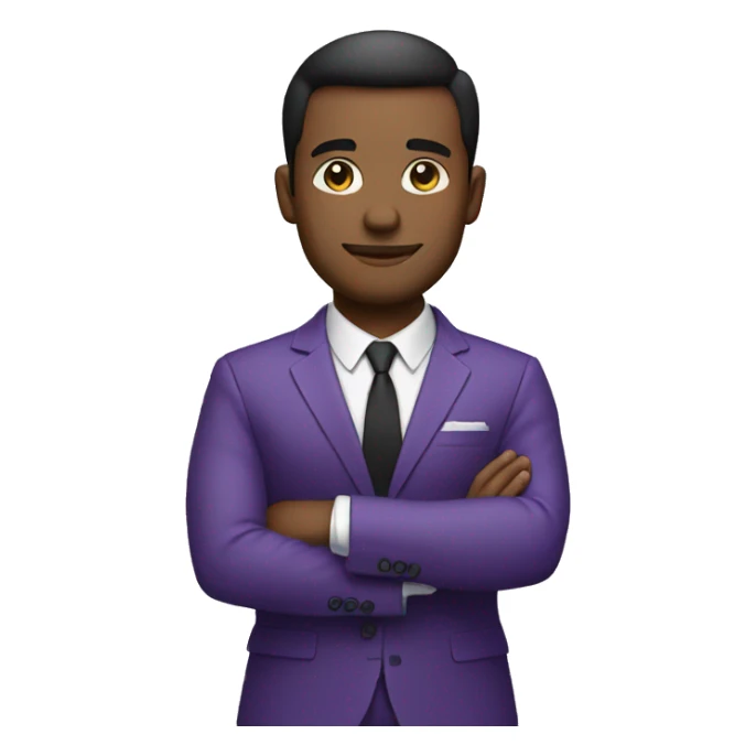 Purple suit business man, arms crossed and not black sticker