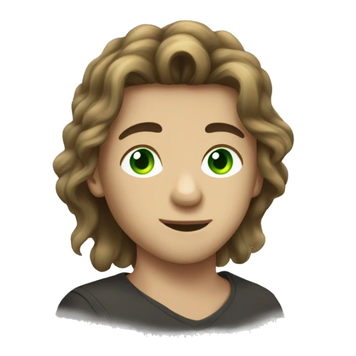 Teen age boy with long hair and gree eyes sticker