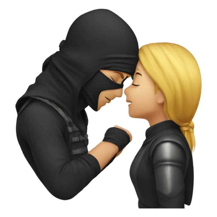 a ninja kissing another ninja girl sticker