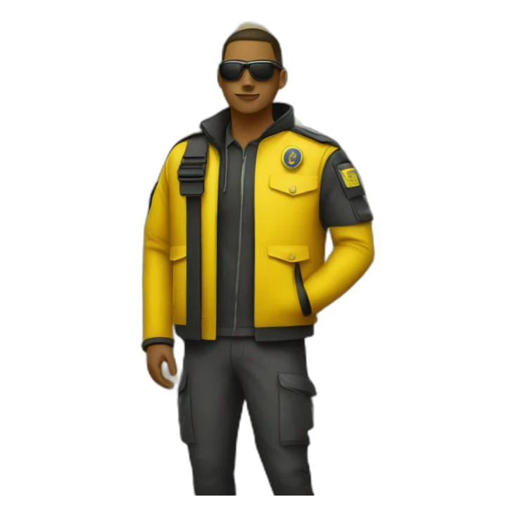 Securityguard in yellow Jackett on a Music festival sticker