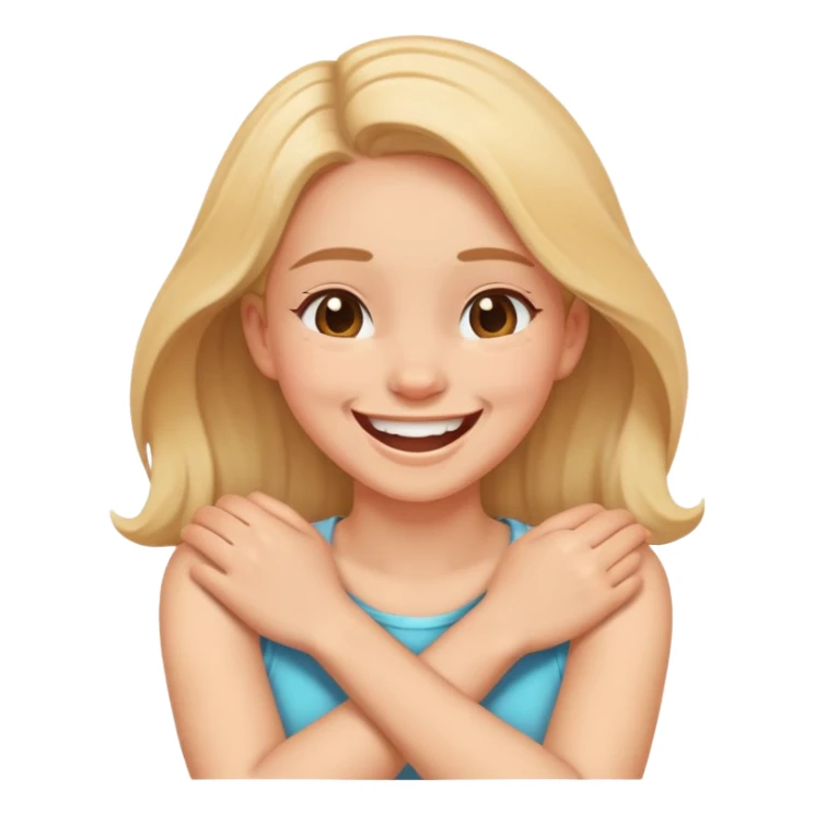 Arms crossed holding neck while laughing girl sticker
