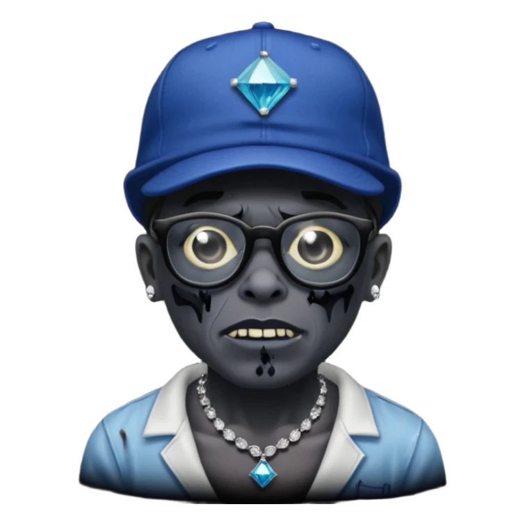 Zombie with black glasses dodger hat and diamond necklace sticker
