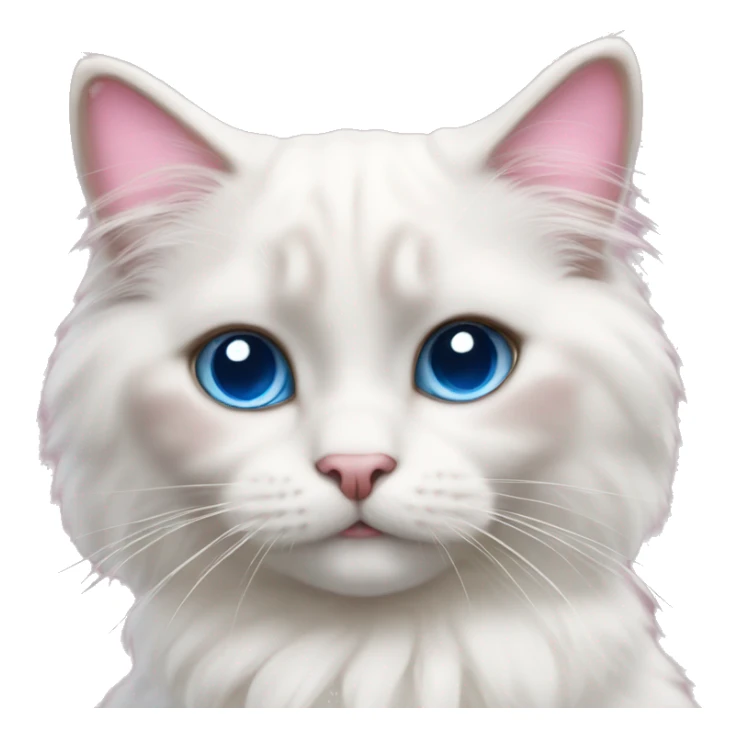 white ragdoll cat with big blue eyes and a pink bow sticker
