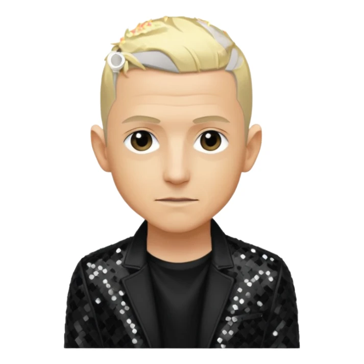 Chester Bennington from Linkin Park with blonde hair, black sequin outfit sticker