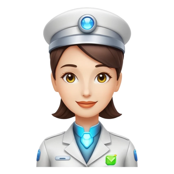 a female android concigere that is happy to help.  sticker