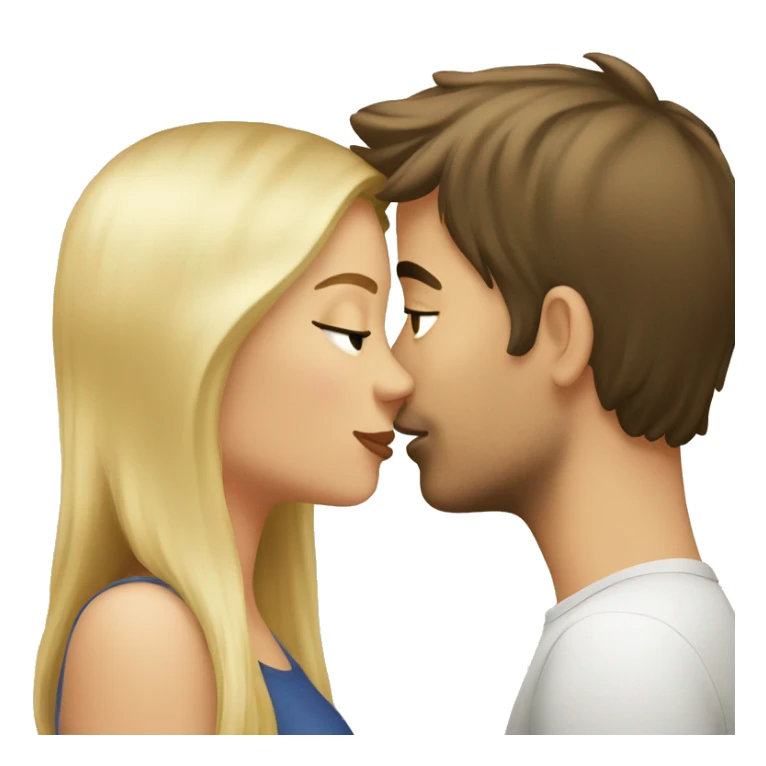 blonde girl and brunette guy kissing sticker