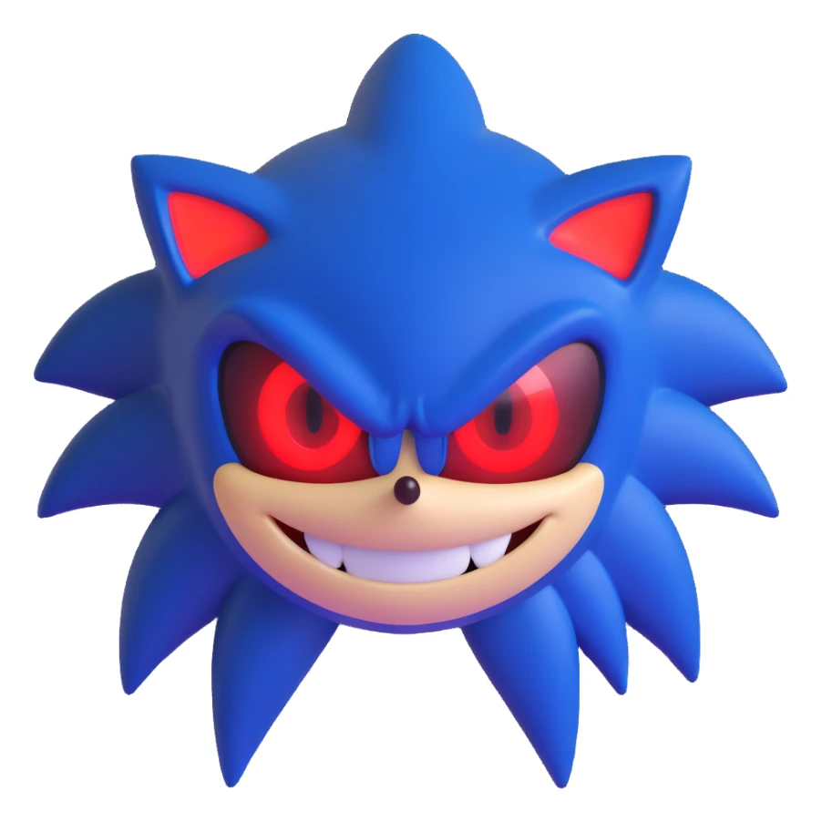 Sonic.exe, the creepy version of Sonic the Hedgehog, with red glowing eyes, sinister smile, and dark aura sticker