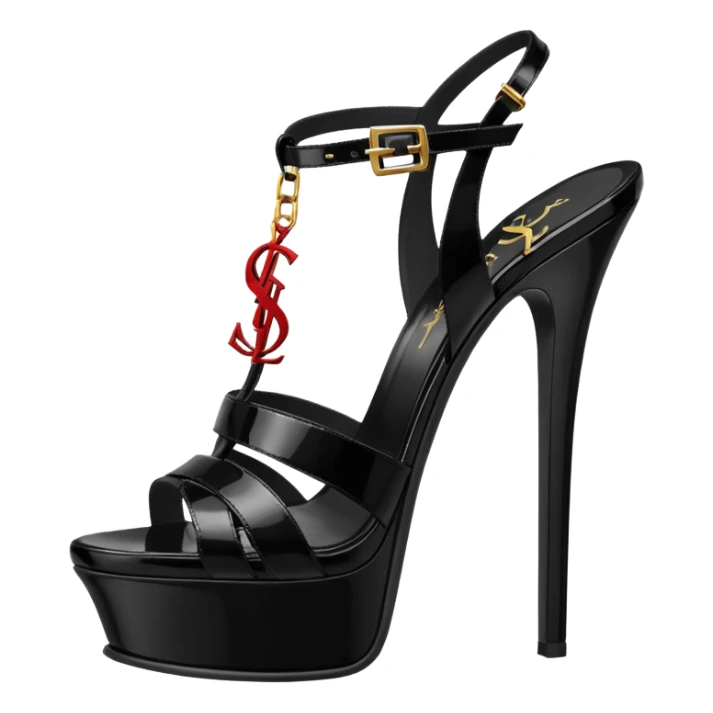 YSL TRIBUTE heels SANDAL black PATENT LEATHER sticker