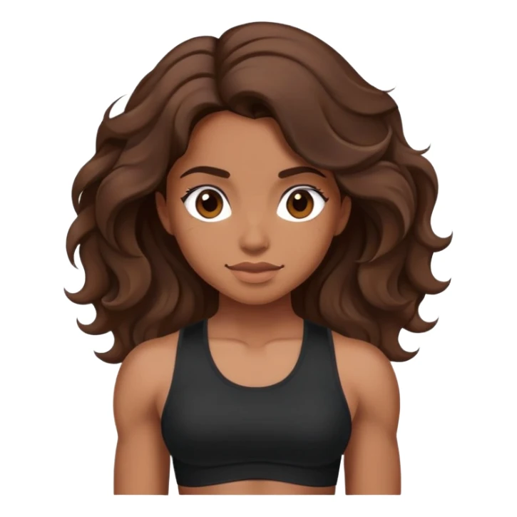 brown girl with wavy brown hair with muscles wearing black top  sticker