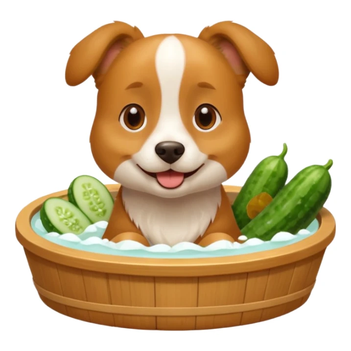 dog relaxing spa with cumcumbers sticker