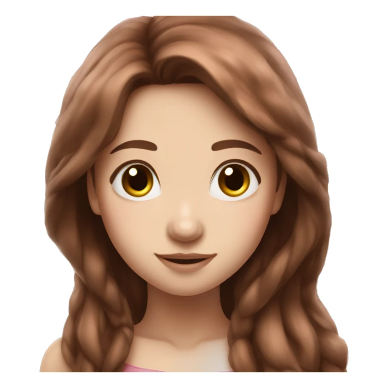 Long brown hair fairy white skin pink wings sticker