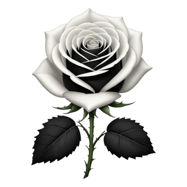 Black and white rose combine with stem sticker