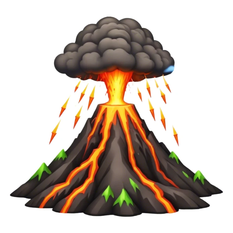 A volcano erupting with acid rain and lightning in the background sticker