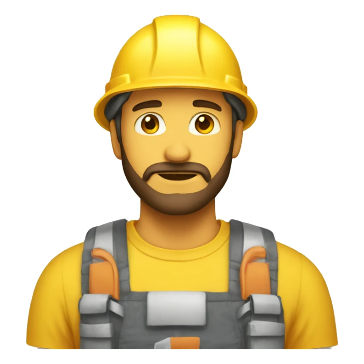 A braver man, with beard, white skin, with a construction hat yellow sticker
