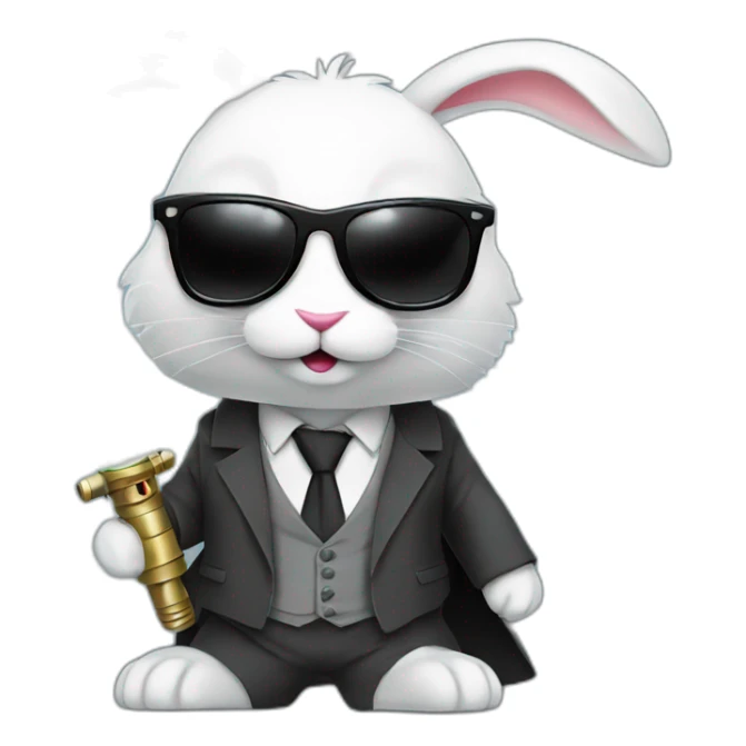 Rabbit with suit and sunglasses and  lightsaber on  sticker