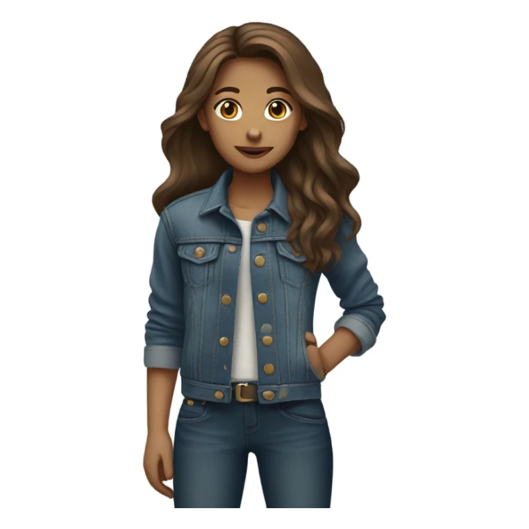 Girl in denim jacket with long brown hair sticker