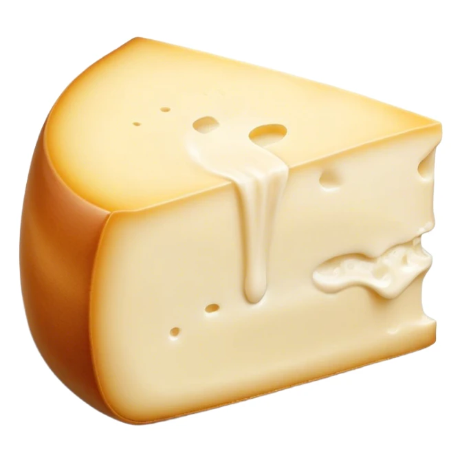 Cinematic Realistic Brie Cheese Emoji, featuring a creamy, soft-ripened cheese with a delicate rind rendered with lifelike detail and inviting, natural lighting. sticker