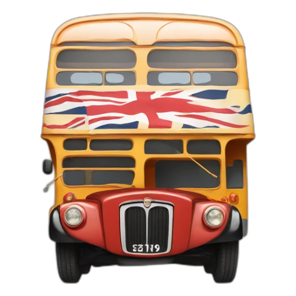 londonian bus with queen elisabeth sticker