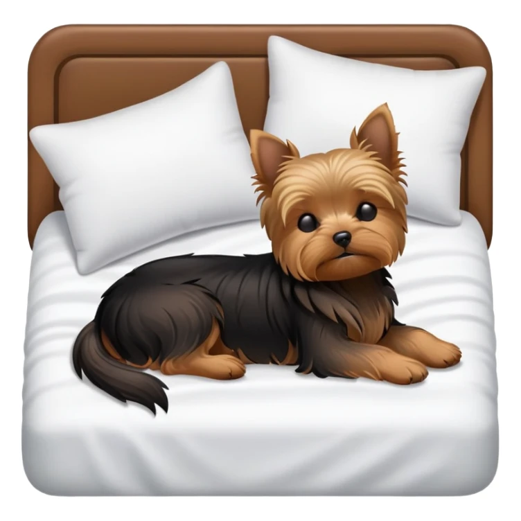 Yorkshire terrier, eyes closed, sleeping on the bed sticker