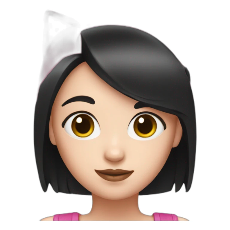 Pink head girl with black cat sticker