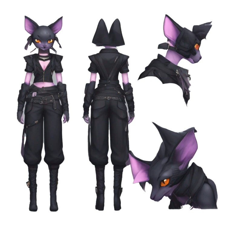 cool kawaii anime edgy distinguished pretty elegant beautiful fantasy black ethereal nargacuga-Noivern-sphynx-Quiana-Fakemon collar techwear harness belt pouche sticker