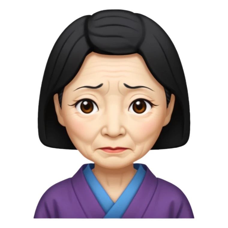 old japanese women with black hair sticker