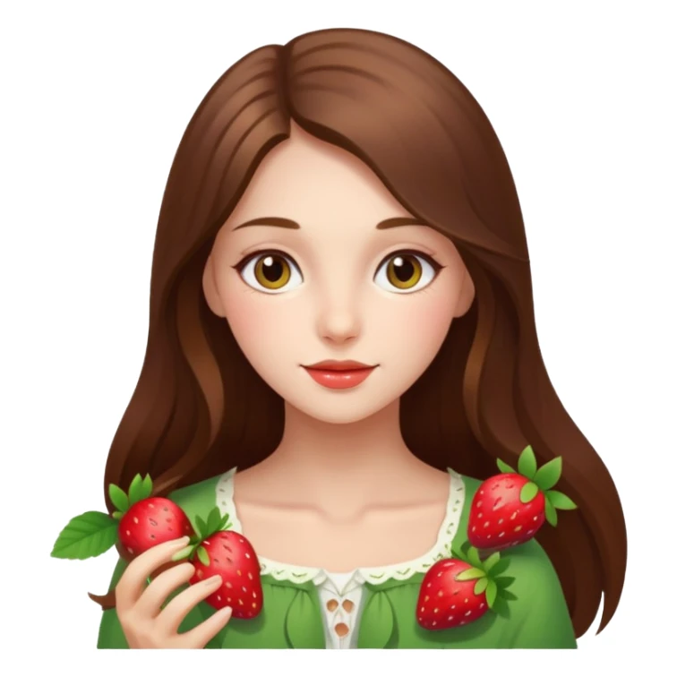 a beautiful girl mix with nenuphar and  Strawberries  sticker