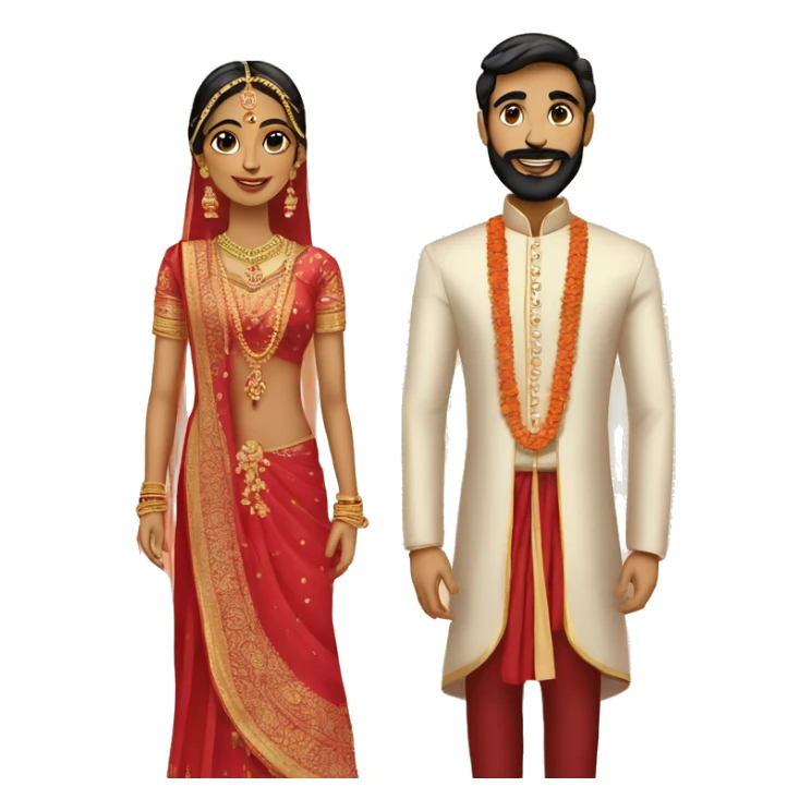 fair indian bride and tall groom with beard sticker