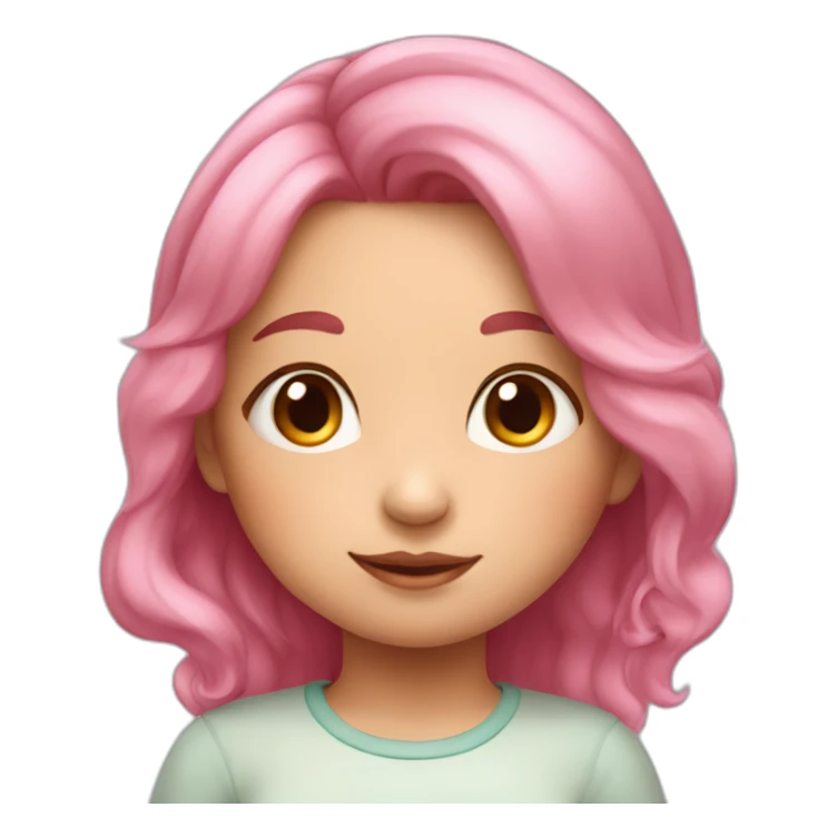 a cute little girl with pink hair and slightly chubby cheeks sticker