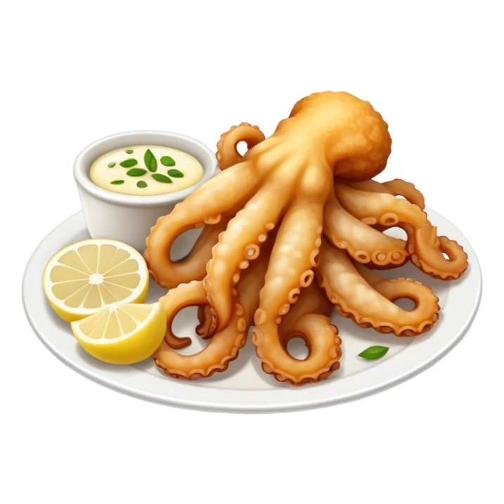 Fried squid Greek snack with a slice of lemon on the side sticker