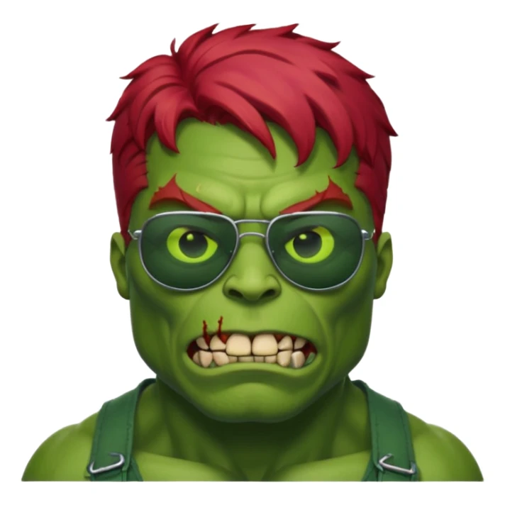Zombie hulk with red hair and sun glasses sticker