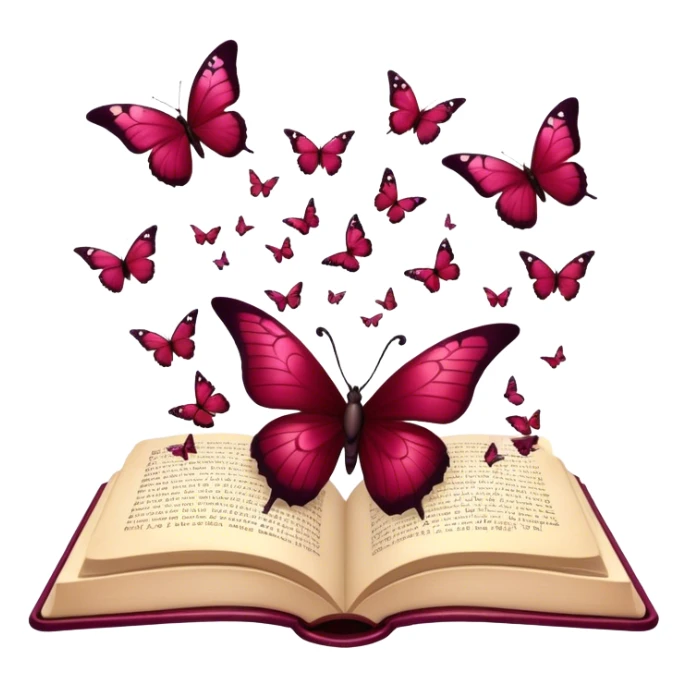 Open Spellbook Burgundy  Butterflies fly out of it sticker