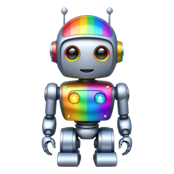 robot that has rainbow colors and stars for eyes sticker