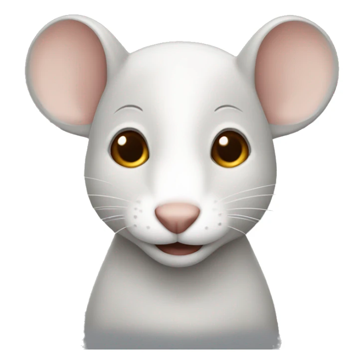 Light grey or white Mouse emoji with dark brown undercut hair sticker