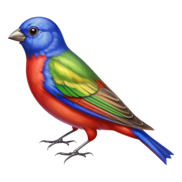 Hyperrealistic, colorful, mirco-detailed, isolated Painted Bunting bird, still life, no emoji faces, no emoji icons, 4k sticker