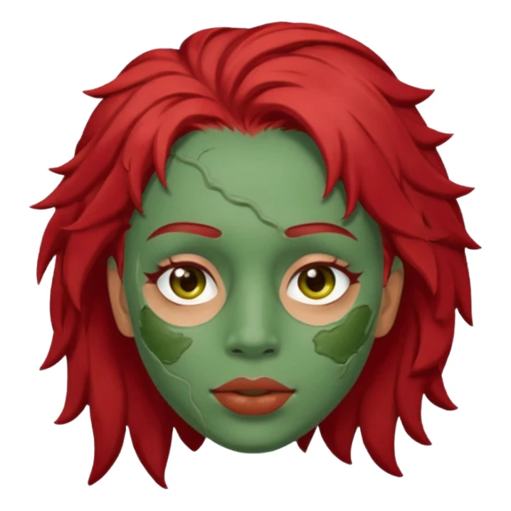 messy green full face clay mask red hair  sticker