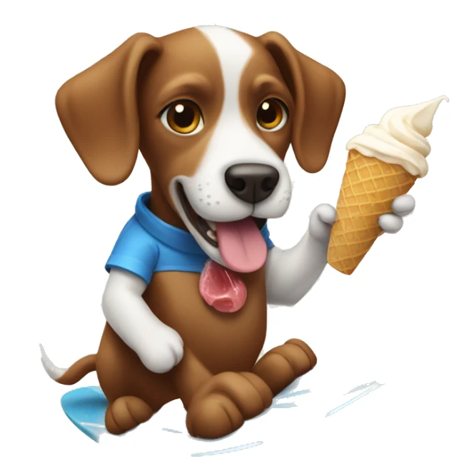 Dog eating icecream while surfing sticker
