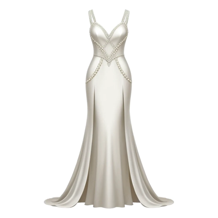Hyper Realistic ornate 
Minimalistic diamonds and peals sheath Wedding dress displays sticker