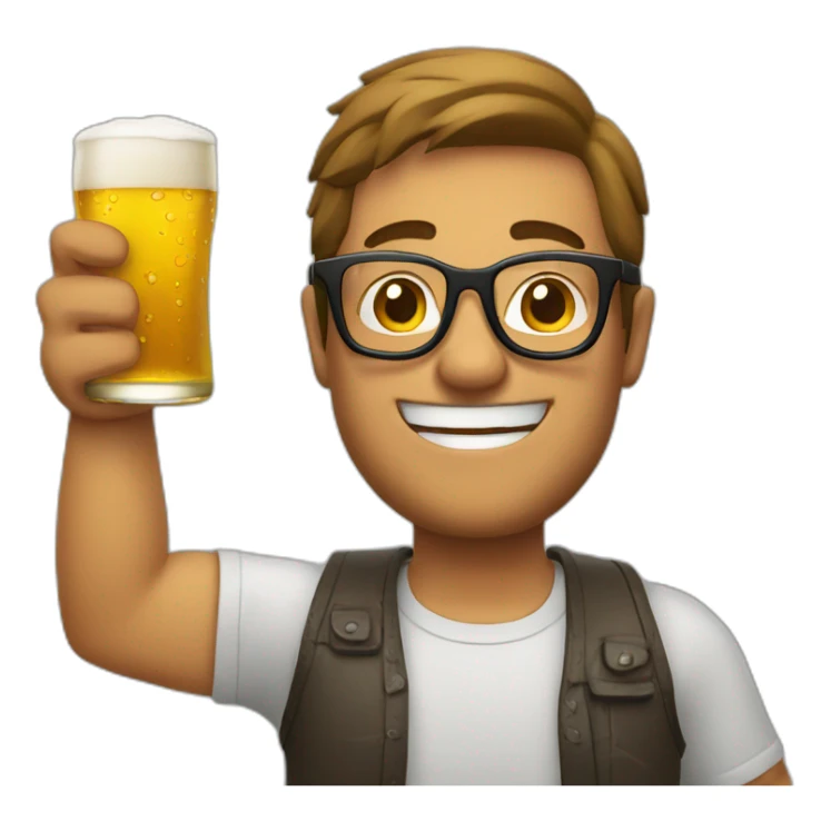 Man With Glases and a Beer in the Hand makes cheers sticker
