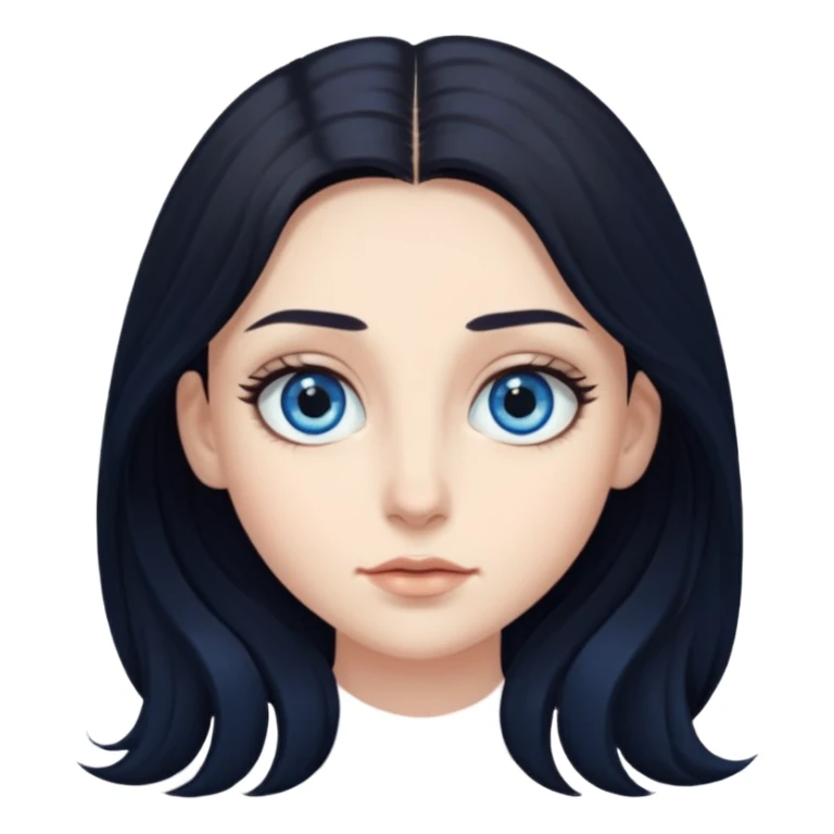 long dark hair with big blue eyes and long dark eyelashes sticker