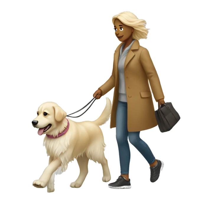 Woman walking a white golden retriever sticker